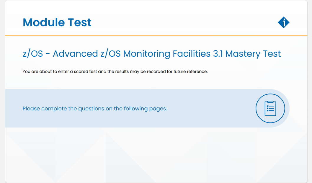 z/OS - Advanced z/OS Monitoring Facilities 3.1 總測驗 - 模組測驗 screenshot