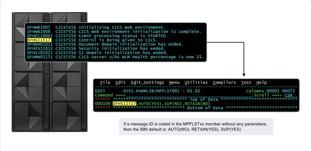 MPF 與訊息抑制 - 指定 MPFLSTxx 參數 screenshot