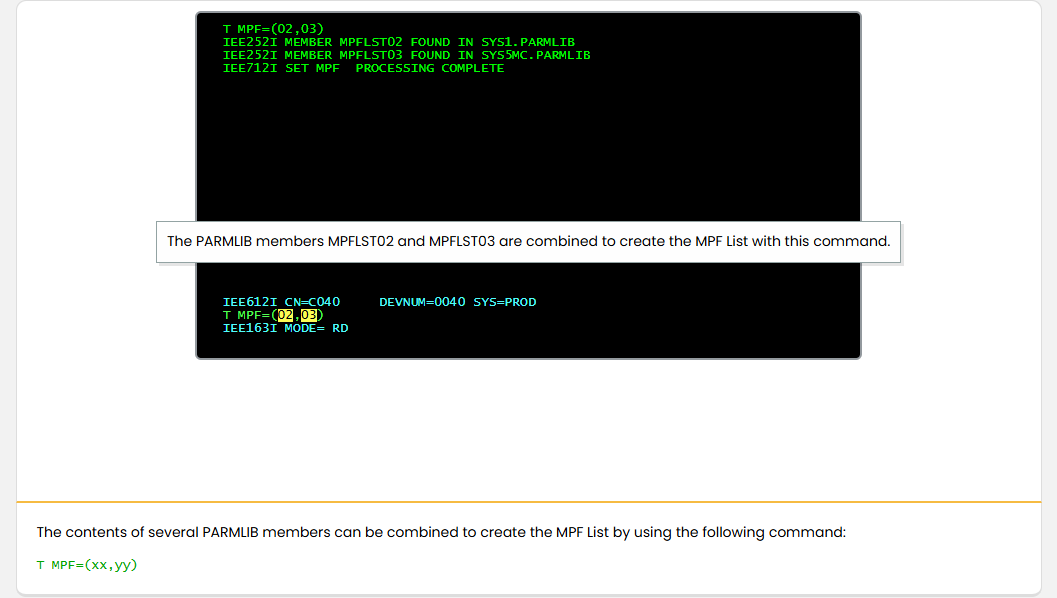 MPF 與訊息抑制 - SET MPF 指令 screenshot