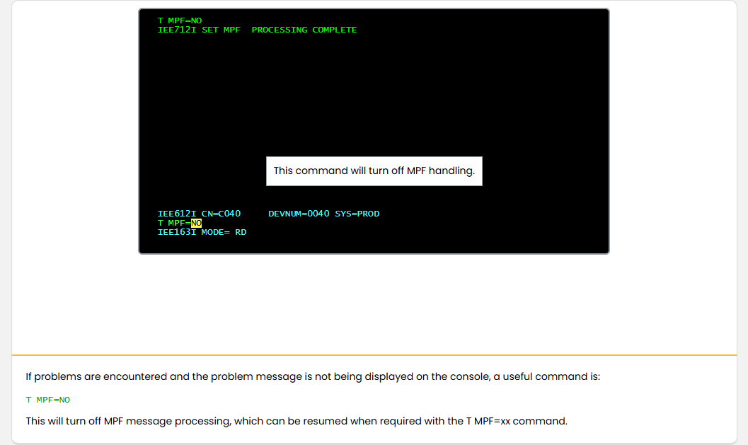 MPF 與訊息抑制 - SET MPF 指令 screenshot
