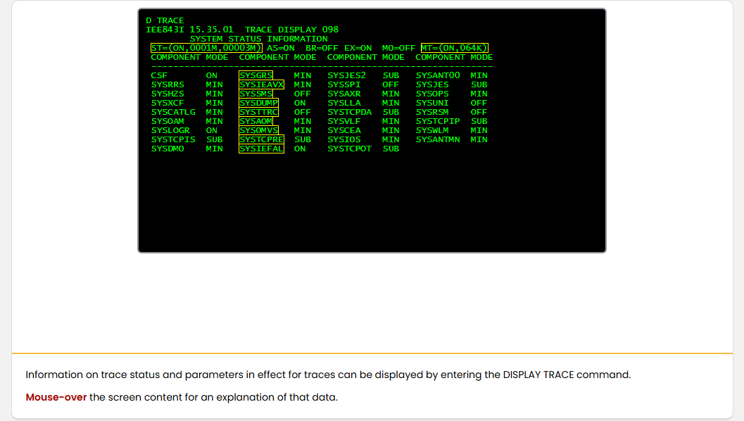 使用進階監控設施 - Displaying Traces screenshot